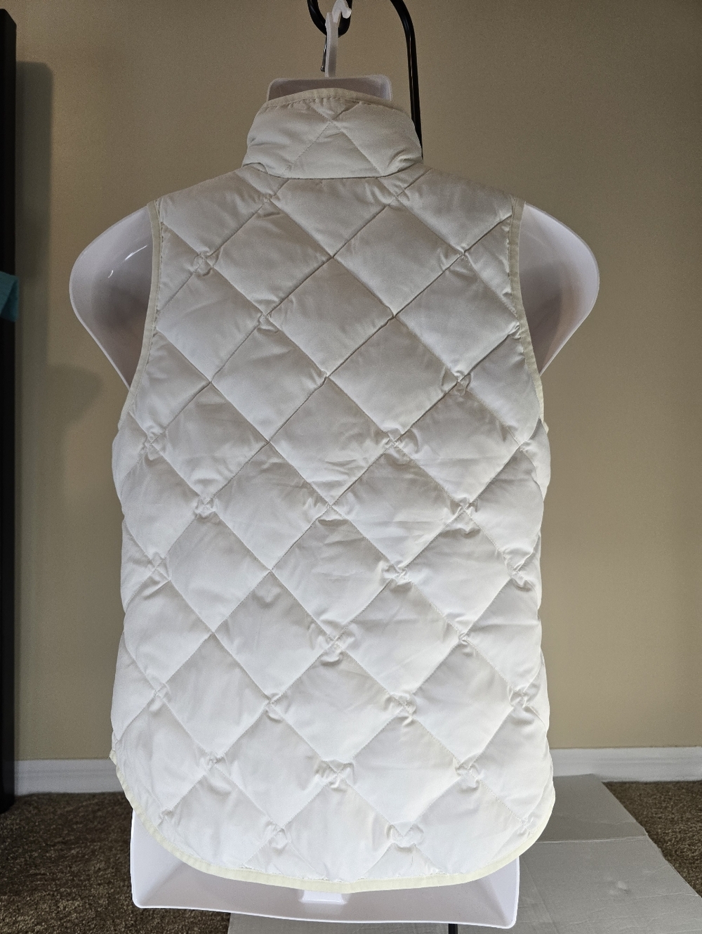 $128 J CREW Factory Down Quilted Puffer Vest Jacket Women XSmall Winter WHITE - Picture 4 of 4